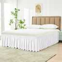 Biscaynebay Wrap Around Bed Skirts for Queen Beds with Extra Long Drop of 25", White Adjustable Elastic Dust Ruffles Easy Fit Wrinkle Resistant Silky Luxurious Fabric Machine Washable