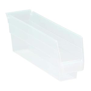 QUANTUM STORAGE SYSTEMS K-QSB100CL-12 12-Pack Plastic Shelf Bin Storage Containers, 11-5/8 inch x 2-3/4 inch x 4 inch, Clear