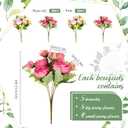 Jexine 12 Bundles Silk Artificial Peonies Flowers Faux Peony Bouquet Fake Peonies Artificial Flowers Bouquets for Vase Floral Arrangements Wedding Home Table Decoration (Rosy Red,Pink)