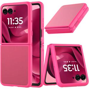 Case for Motorola Razr Ultra 2025/Razr Ultra 2026 Phone Case,Slim-Fit Hard PC Bumper Shockproof Silicone Protective Cases,Hot Pink