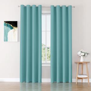 ChrisDowa Blackout Curtains 80 inches Long for Bedroom - 2 Panels Set Grommet Thermal Insulated Room Darkening Curtains for Living Room (Aqua, 52 x 80 Inch)