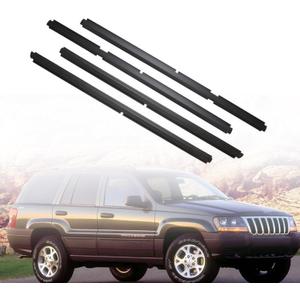 Outer Door Window Sweep Molding Trim Weatherstrip Seal Belt Kit Compatible with 1999-2004 Jeep Grand Cherokee 4-Door Front & Rear - Window Outer Dew Wipe Weatherstrip Kit