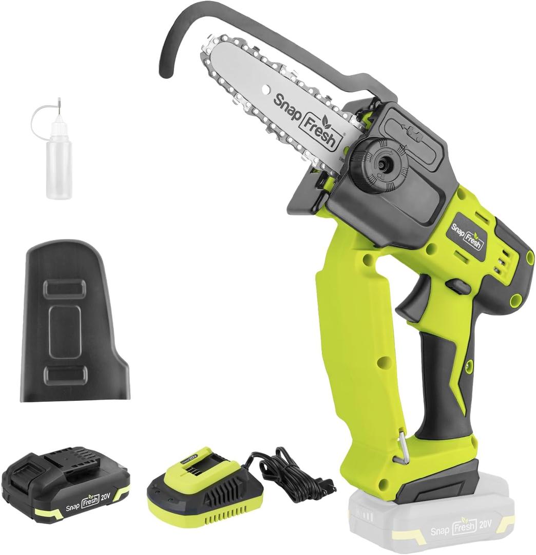 SnapFresh Mini Chainsaw Cordless, 5 Inch Electric Chainsaw Portable, Handheld Chain Saw With 2.0 Ah Battery & Fast Charger, Small Battery Powered Chainsaw for Wood Cutting Tree Trimming, Gift for Men