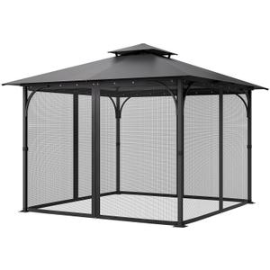 VEVOR Gazebo Netting Replacement, Fit Most 10 x 10 x 6.5 FT Gazebo Curtain, Outdoor Garden Net, 4-Panel Sidewall Mesh Net, Patio Midge Netting with Double Zipper, Canopy Screen (Netting Only)