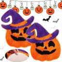 WILLBOND 2 Pcs Halloween Bathroom Rugs Spooky Pumpkin Bath Mat Non Slip Washable Halloween Bathroom Decor Mat Front Door Rugs for Holiday Kitchen Home Decor, 19.7 x 17.7 Inch