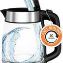 KRUPS 1.7L Glass Electric Kettle: Fast-Boiling 1500W with LED Indicator, Anti-Scale Filter, Auto Shut-Off, and Cordless Design - Boil 1 Cup in 80 Seconds for Perfect Tea and Coffee