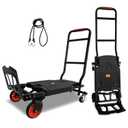 Folding Hand Truck, Dolly Cart Heavy Duty with 440lbs Capacity & 4 Wheels, Portable Hand Truck Dolly, 2in1 Transform Hand Cart, Collapsible Small Platform Cart for Home/Office/Travel Use, Easy Storage