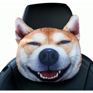 Originality Car Seat Headrest Neck Pillow, Cartoon Shiba Inu Headrest Neck Funny Vivid 3D Plush Husky Dog Car Neck Pillow Cute Puppies Car Headrest Pillow (Husky), Onesize, Yellow