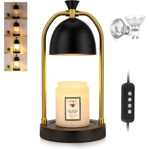Hong-in Candle Warmer Lamp with Timer and Dimmer,House Warming Gifts New Home Decor,Birthday Gifts for Women Mom,Wax Warmer Lamp for Jar Candles with 2 Bulbs(Black)