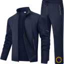 TBMPOY Men's Tracksuits Fleece Lined Sweatsuits 2 Piece Set Outfits Warm up Athletic Sports Casual Full Zip Jogging Suit (Blue, L)