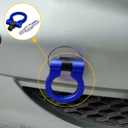 Car Front Bumper Tow Hook, Aluminum Alloy Vehicle Bumper Screw-in Pull Ring, Foldable Automobile Modification Towing Connection Accessories, Universal for SUV, Truck, TrailersBlue