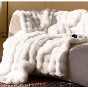 Electric Heated Blanket for Girls & Women, Soft & Luxurious, Faux Rabbit Fur Heating Throw Blankets, 6 Heat Settings, Overheat Protection, Quick Heating, Memory Function, GiftReady Design, 50"x60"