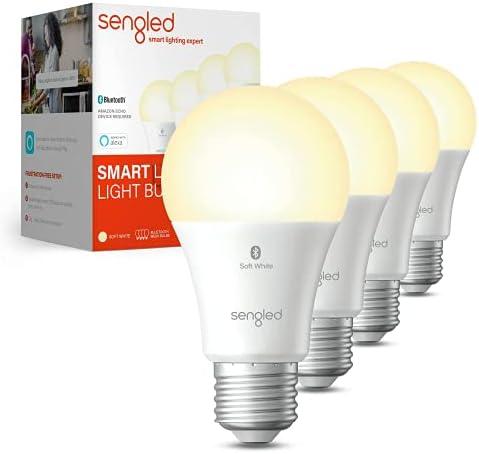 Sengled Alexa Light Bulb, S1 Auto Pairing with Alexa Devices, Warm Light Bulbs, Smart Light Bulbs that Work with Alexa, Bluetooth Mesh Smart Home Lighting, E26 60W Equivalent, 800LM, 4-Pack