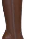 Athlefit Black Knee High Boots for Women Platform Tall Boots Fashion Square Toe Chunky Heeled Booties (9, Brown)