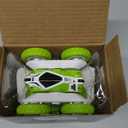 Tecnock Remote Control Car RC Cars for Kids, 4WD 2.4GHz Remote Control Toys, Double Sided Flips 360 Rotating RC Stunt Car, Toy for 5 6 7 8 Year Old Boys Girls (Regular Models, Green & White)