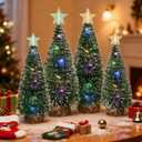 LED Mini Christmas Tree, Pack of 4 Christmas Tree, Mini Green, Table Christmas Tree with Lights, LED Artificial Christmas Tree, Small, Mini Artificial Christmas Tree, for Christmas Party Decoration