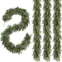 Christmas Garland 9FT Decorations Real Touch Cedar Cypress Pine Greenery Artificial Green Christmas Garland for Mantle, Fireplace, Table, Stairs, Door, Porch, Indoor Outdoor Decorations, 4Pcs