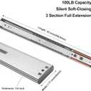LONTAN 6 Pairs Push to Open Soft Close Drawer Slides 22 Inch Heavy Duty Drawer Glides Metal Ball Bearing and Full Extension Cabinet Rails 100 LB Capacity