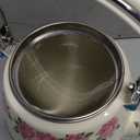 Tea Kettle Pot for Stove Top,Porcelain Large Enamel Teakettle,3.3L Colorful Teapot Floral Ceramic for Stovetop,Retro Classic Design (Ivory)