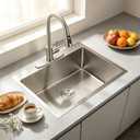 25x18 Inch Kitchen Sink Drop In, Topmount Kitchen Sink Stainless Steel Square Small Sinks, Single Bowl Kitchen Sinks For Laundry RV Office Outdoor Yard with Basket Strainer, 25''X18''X9''