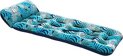Aqua Contour Cooling Pool Float Lounge – 18-Pocket, Inflatable Pool Floats for Adults – Blue Ferns