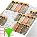 Spice Drawer Organizer 3-Tier Expandable (11"-22" Wide), Spice Rack for Cabinet with Funnel & Spice Labels, Fits Large Jars, Seasoning Storage Insert Design for Cabinet & Drawer (White)