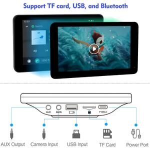 Portable Car Stereo Wireless Carplay & Android Auto, Full HD Touch Screen Portable Car Radio Receiver Automatic Multimedia Support Bluetooth/Phone Link/Maps/Siri/TF/AUX, for All Vehicles