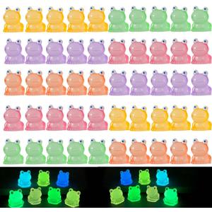 2 x 50 Pcs Luminous Mini Resin Frogs, Little Frogs Figures Glow in The Dark,Miniature Animals Figurines, Tiny Animal to Hide, Micro Landscape Ornaments, Dollhouse Mini Garden Accessories