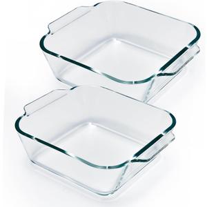 6"x6" Baking Pan, Square Baking Dishes 2 Pack Glass Bakeware Dish For Casserole Lasagna Brownie, Perfect for Reheating Individual Portions in Oven, Microwave or Air Fryer