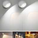 Rechargeable Wall Lamp Wireless, Battery Powered USB LED Sconce Wall Lighting with 360 Rotation Magnetic Ball Body (Classic Grey 2-Pack)