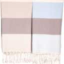 100% Cotton Turkish Beach Towels Great for Beach, Bathroom Towels Adult Travel Essentials Cruise Accessories Vacation Yoga Mat Soft Feel High Absorbent Sand Free Quick Dry (Apollania Blue Brown)