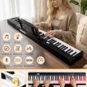 TERENCE V30 Portable Digital Piano 88 Key Weighted Keyboard Built-In 1800mAh Rechargeable Battery,Foldable Piano Keyboard with 2X5W Speakers,Music Stand,Sustain Pedal and Headphone for Beginners,Black, 24.2 x 8.5 x 5.1 inches