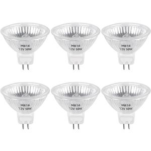 6 Packs MR16 GU5.3 50W Halogen Light Bulbs Bi-Pin Base GU5.3 12V Halogen, 38 Beam Angle, Warm White 2800K, MR16 12V Bi Pin Bulb 50mm Dimmable for Bathroom, Recessed Lighting