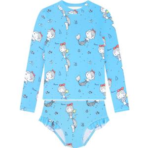Girls Two Piece Long Sleeve Swimsuit Rash Guard Set, Kids Bathing Suit for Toddler, Size 3 Month to 8 9 10 12 14