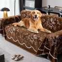 Boho Anti-Slip Couch Cover Soft Pet-Friendly Sofa Cover for Dog Chenille Couch Cover Multi-use Furniture Protector Cover Washable (SMHY-Brown, 71"*102")