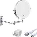 GURUN Rechargeable Makeup Mirror Wall Mounted with 3 Colors Mode LED Lights 7X Magnification,4000mAh Rechargeable Battery,8 Inch Touch Screen Vanity Mirror for Bathroom,Chrome Finish
