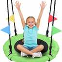 Odoland 24" Kids Tree Swing - Outdoor Small Saucer Swings with 900D Oxford Fabric, Backyard Play Equipment for Children Ages 3-12 Green