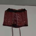 Floerns Women's Rave Vintage Leather Corset Top Lace Trim Strapless Date Night Party Tube Tops (Burgundy) S