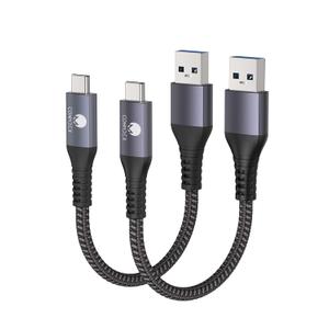 CONMDEX USB A to USB C 10Gbps (1.5ft, 2-Pack) USB 3.1 Gen 2 Short Data Transfer Type C Cord, Fast Charging Carplay Android Auto USB C Cable for iPhone 17 Air 16 Plus 17 16 Pro Max, Galaxy S25 S24 (Grey)