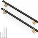 10 Pack 10 Inch Black and Gold Cabinet Pulls Kitchen Cabinet Handles, Black and Gold Cabinet Handles Square Dresser Drawer Pulls Kitchen Cabinet Hardware (10 inch (256mm) hole center)