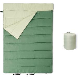 Amazon Basics Sleeping Bags for Adults, Camping Essentials, 3 Season Warm & Cool Weather, 2 Person