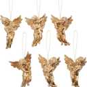 Amosfun 30Pcs Christmas Angel Ornament Mini Angel Cherub Christmas Tree Decorations Miniature Angels Figurine Xmas Hanging Decors for DIY Wedding Party 6cm (Golden)