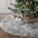 iMucci 36inch Christmas Tree Skirt Wool Fur Grey Tree Skirt Small Tree Skirts Grey Trees Skirt Holiday Party Decoration