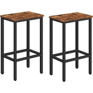 Bar Stools, Set of 2 Bar Chairs, Kitchen Breakfast Bar Stools with Footrest, 25.8" Dining Stools, Rectangular Industrial Bar Chairs, for Dining Room, Kitchen,Rustic Brown BAHR0101Z