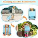 2-in-1 Rolling Backpack for Toniebox 1 & 2, Blue Travel Carrying Case for Boys with Wheels Organizer Storage Bag, Holds for Toniebox, 30+ Tonies Characters, Headphones & Charger