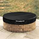 NEVERLAND Round Fire Pit Cover for In-Ground Fire Pits, 46-51 Inch Heavy Duty 600D Waterproof Outdoor Firepit Cover, Fits Built-In Stone Fire Pits, Black