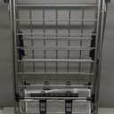 Household Essentials Multi Tier Stainless Steel Laundry Drying Rack with T Bar and Two Side Wings, Silver, 70x9x109cm