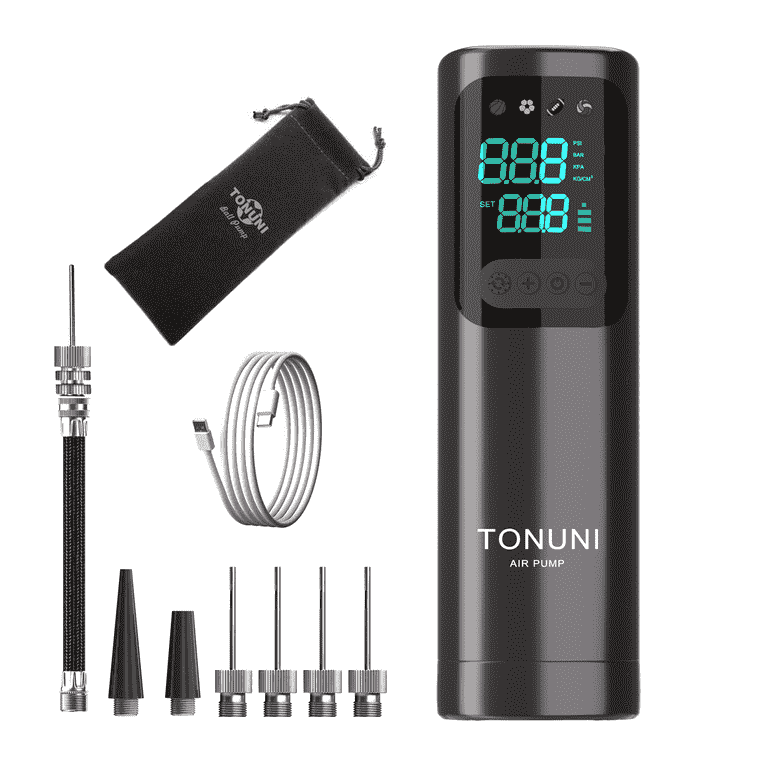 TONUNI Electric Ball Pump with Inflation Needles Hose, Smart Air Pump with Precise Digital Pressure Gauge, Portable Fast Inflation Sports Ball Pump Kit, Volleyball Football Basketball Pump Inflator