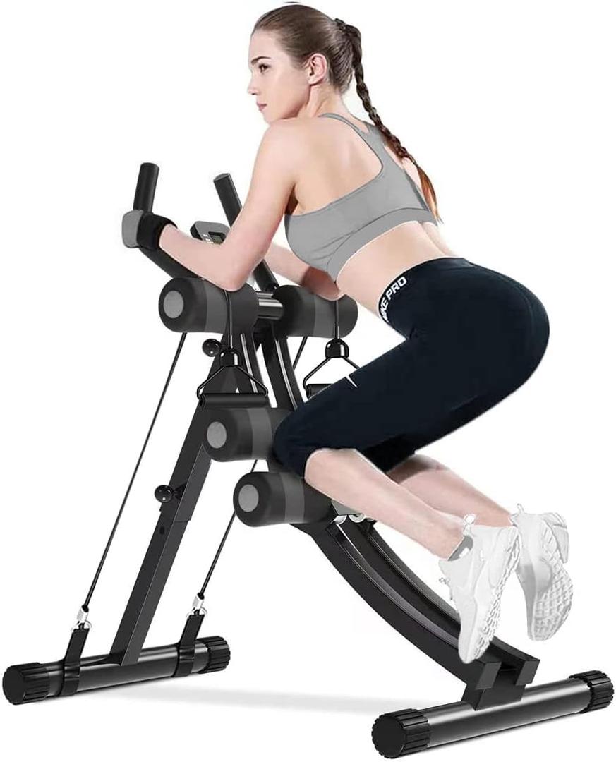 AB Workout Equipment, Home Gym Ab Machine for Abdominal Exercise and Strength Training, Height Adjustable Fitness Equipment (Gray)