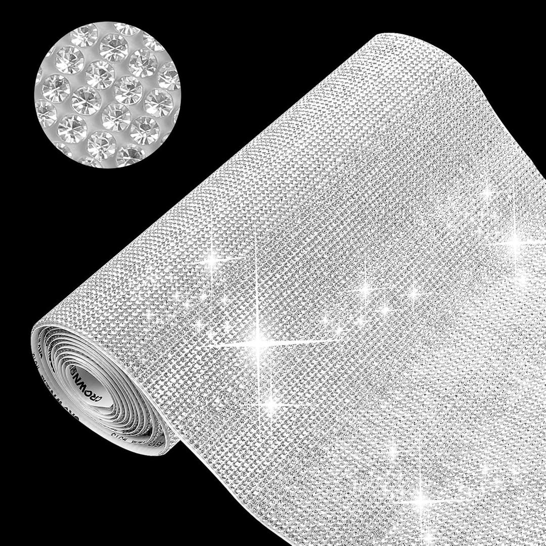 60750 Pieces Rhinestone Sheets 59 x 7.87 Inch Large Bling Crystal Rhinestone Sticker Sheet Self Adhesive Glitter Resin Drill Decoration for Car Phone DIY Craft